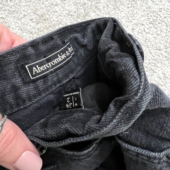 Abercrombie & fitch Black Shorts Size 00 Ripped High Rise Denim Grunge Cotton - Picture 5 of 8